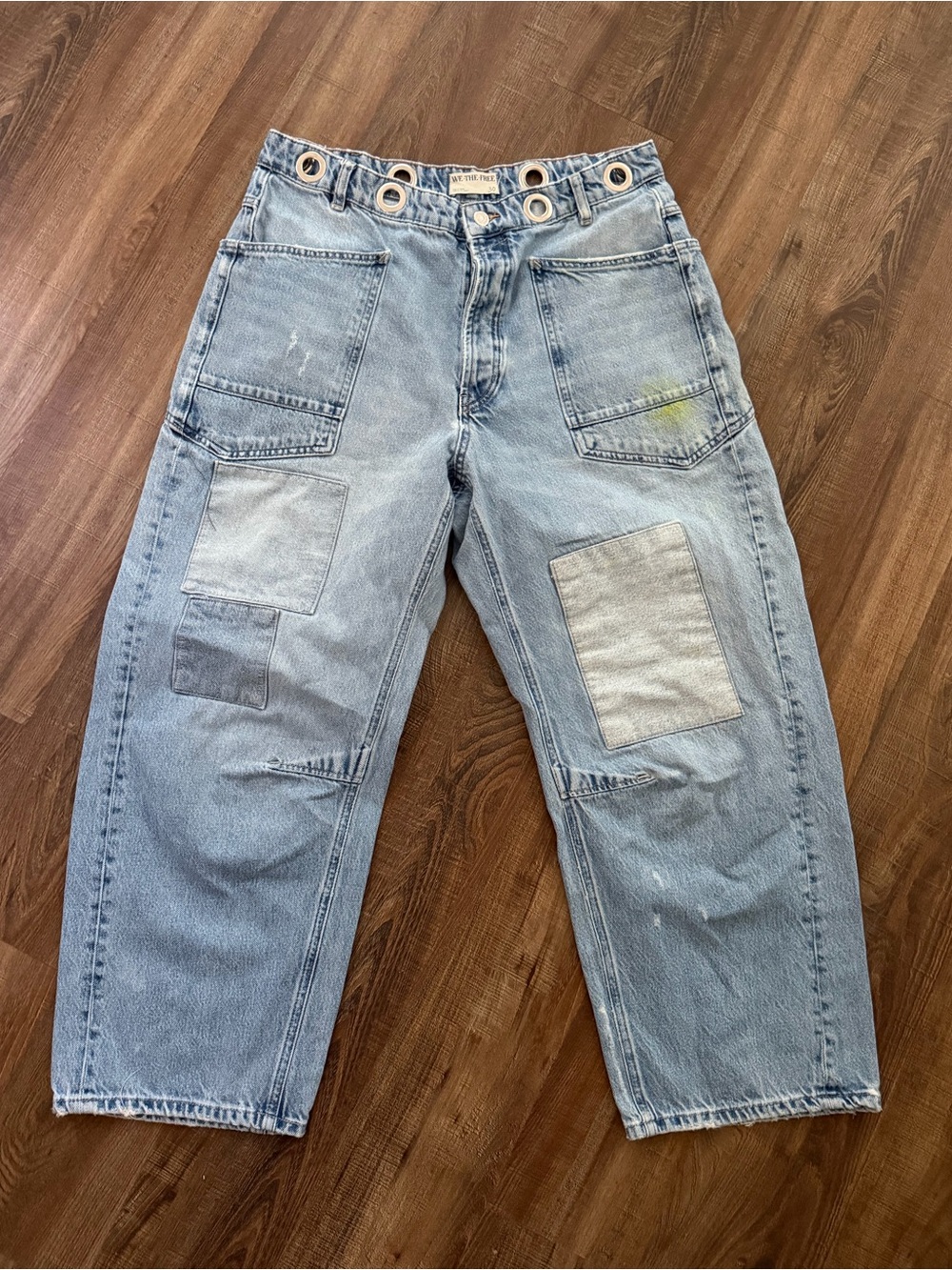 Free People Women's Moxie Low Slung Pull On Barrel Jeans Size 30
